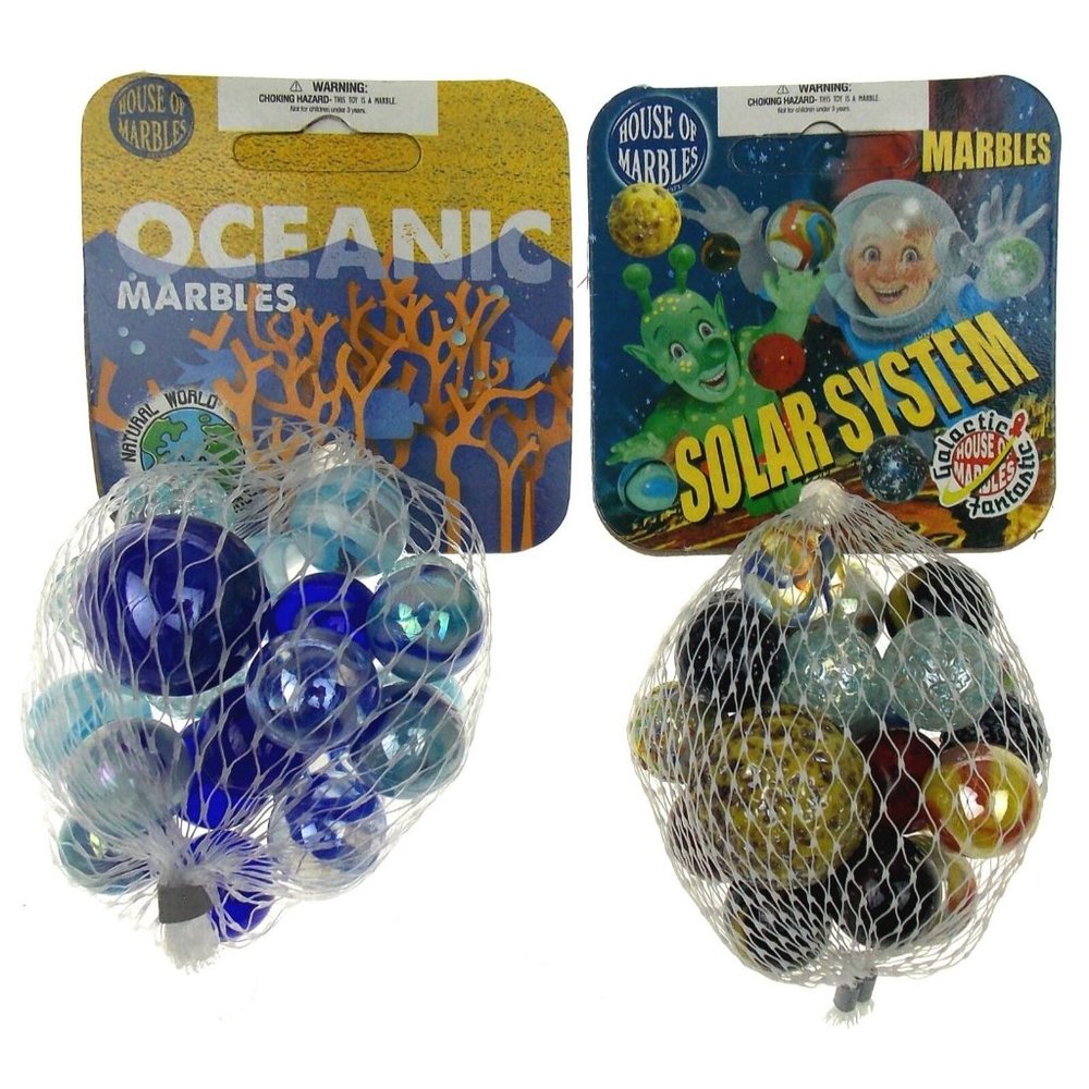 House of Marbles Oceanic Solar System Marbles Set 2 Bags 16mm 25mm Glass Game